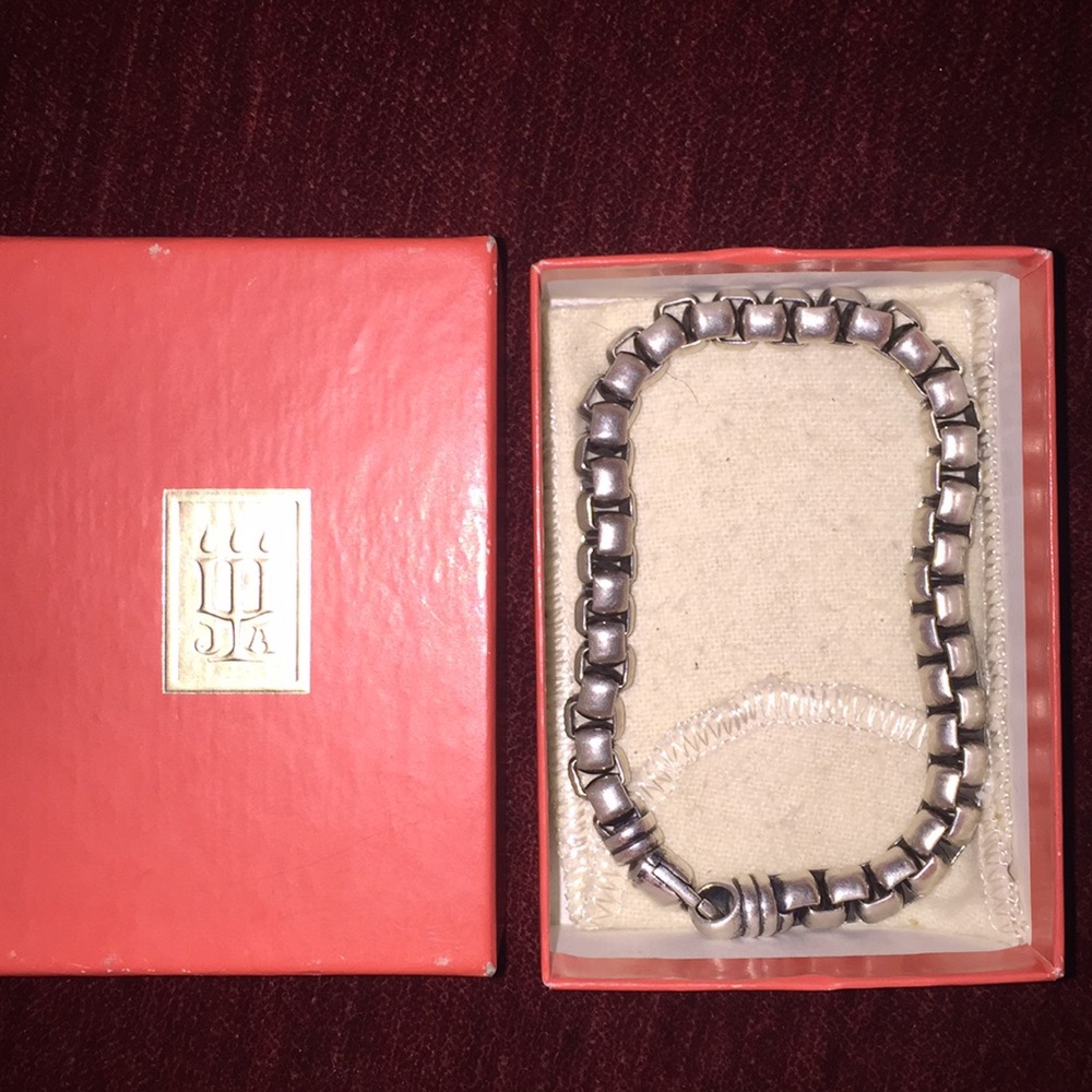 James Avery mens Silver box link bracelet